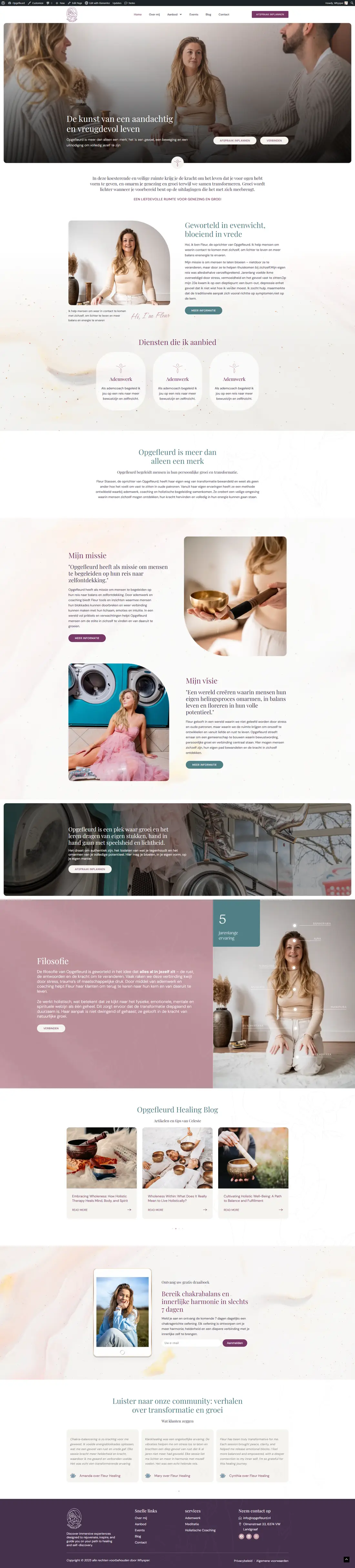Opgefleurd Healing — Homepage page design
