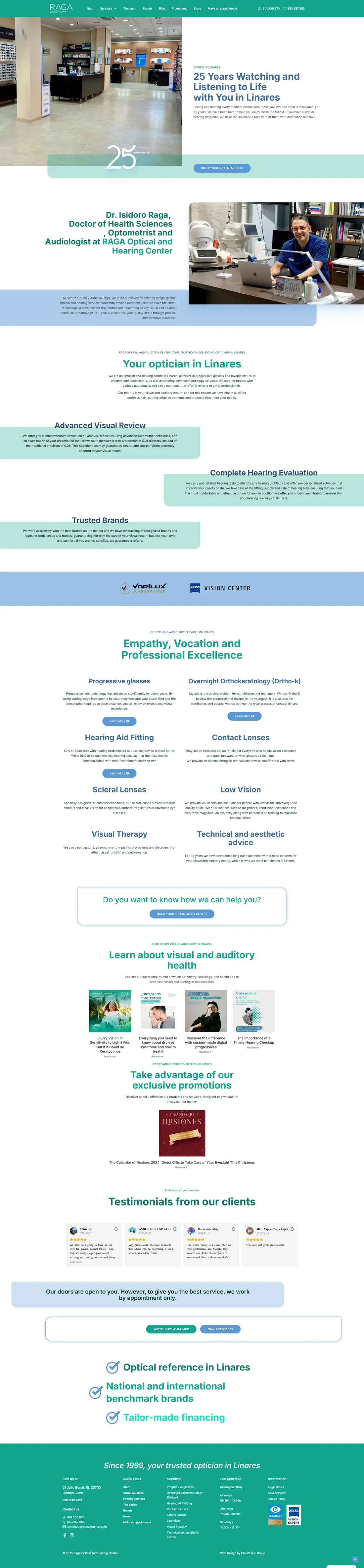 Optics in Linares — Homepage page design
