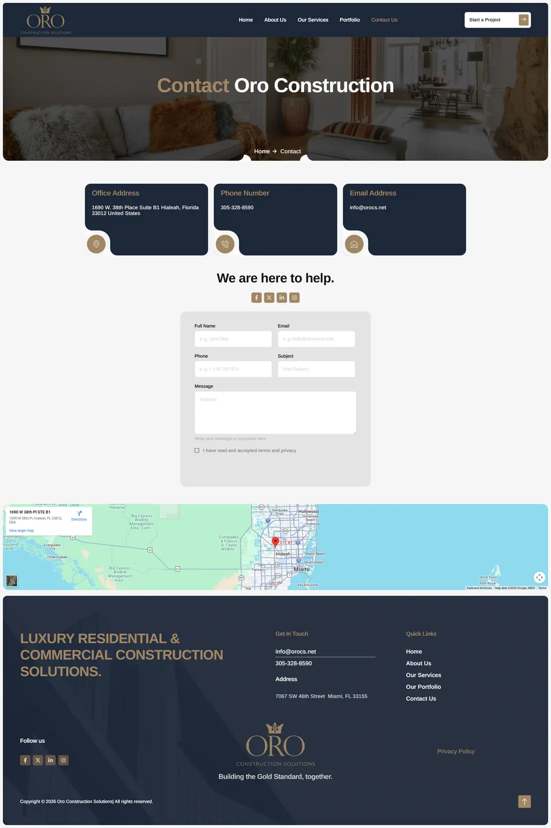 Oro Construction Solutions — Page 2 page design