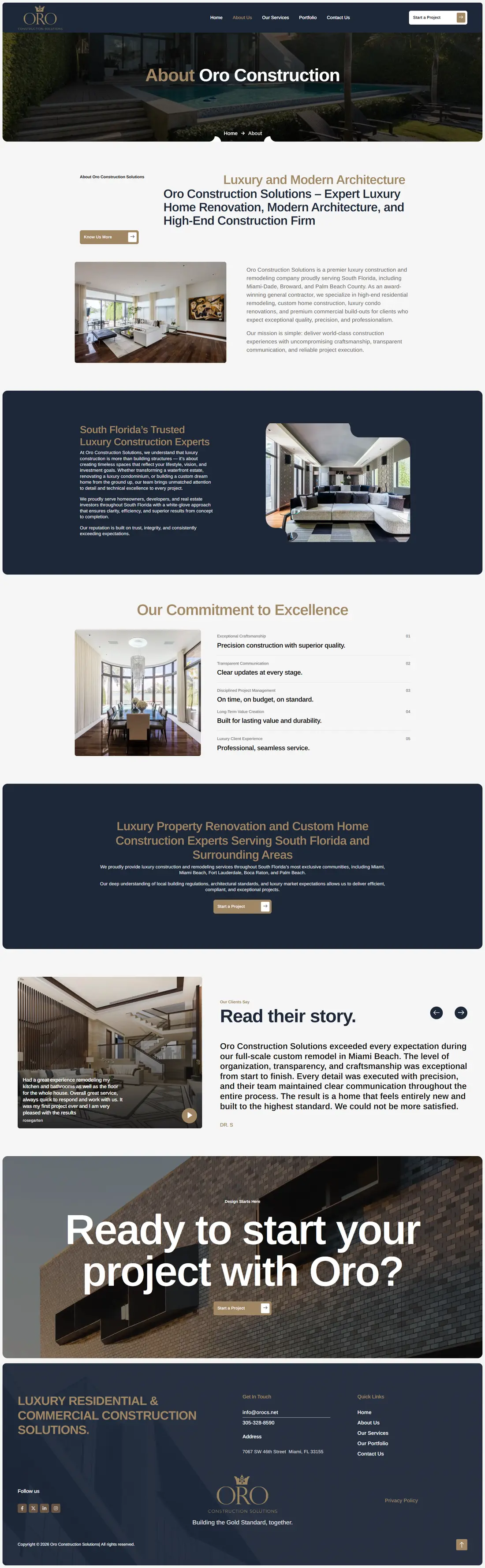 Oro Construction Solutions — Page 4 page design