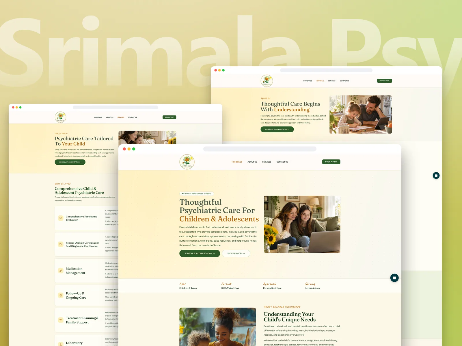 Child Psychiatry Website, Arizona designed by Kazi Talat, shown on laptop and phone