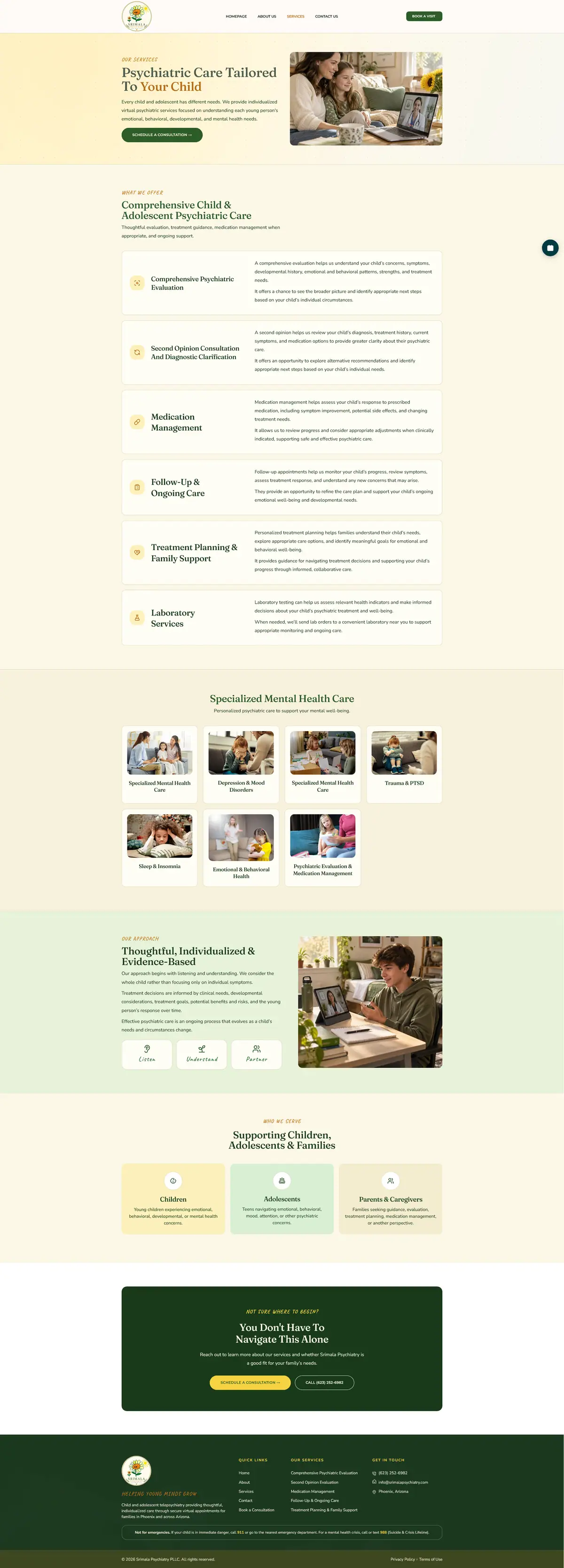 Child Psychiatry Website, Arizona — Services design