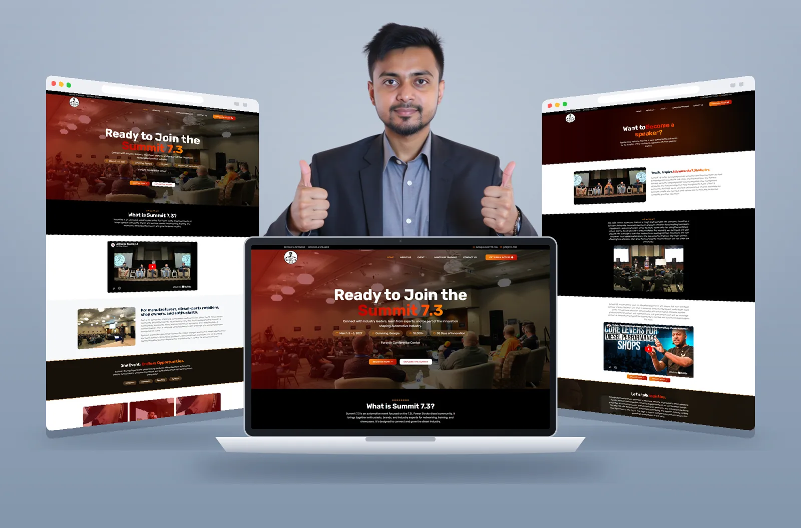 Summit 7.3 website shown on laptop and browser mockups