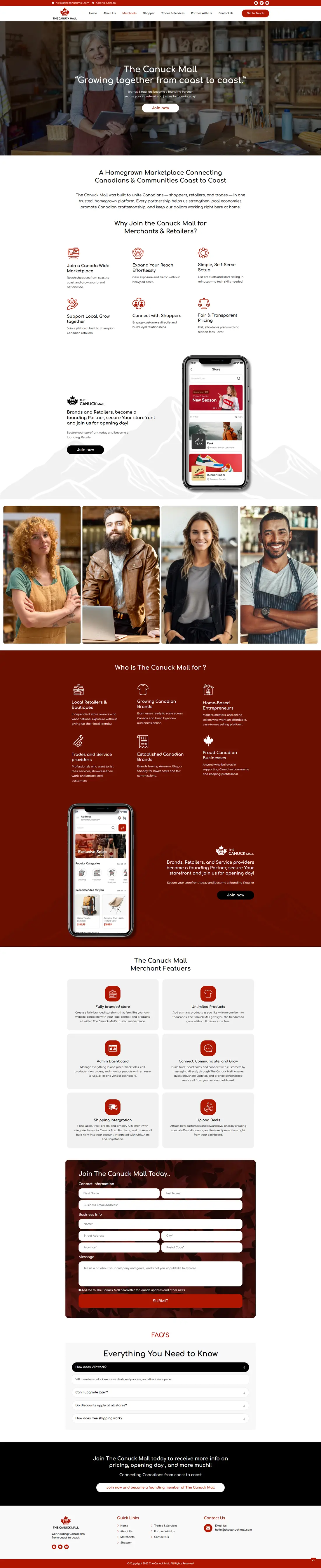 The Canuck Mall — Homepage page design