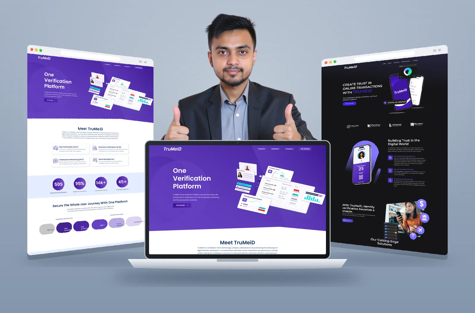 TruMeiD website shown on laptop and browser mockups