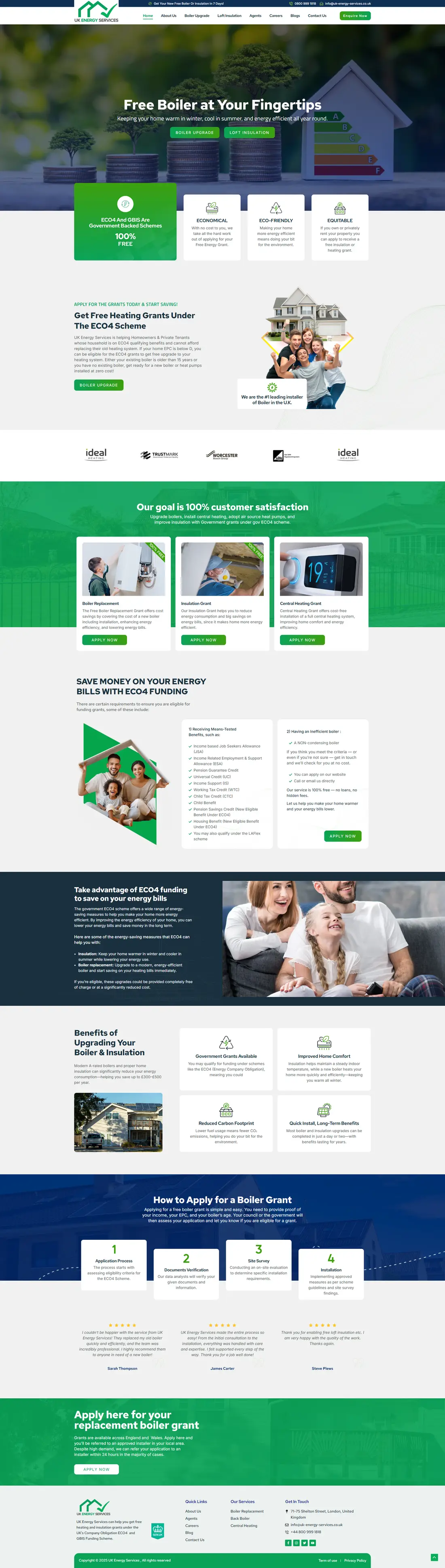 UK Energy Service — Homepage page design