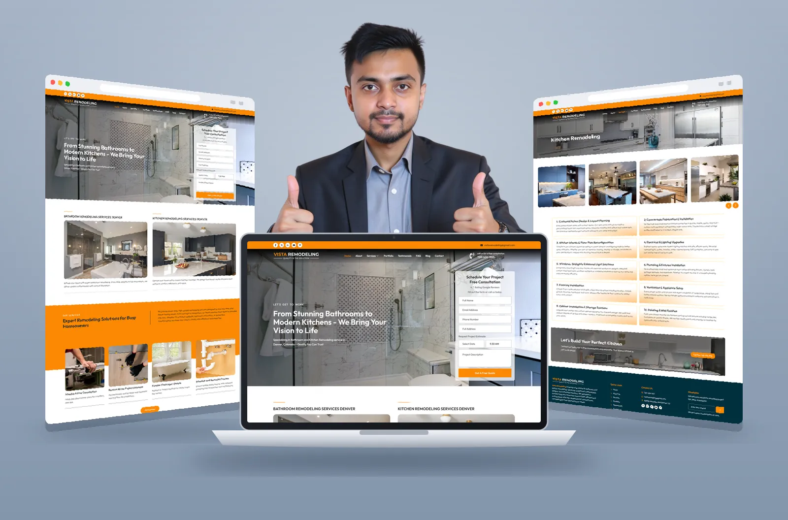 Vista Remodeling website shown on laptop and browser mockups