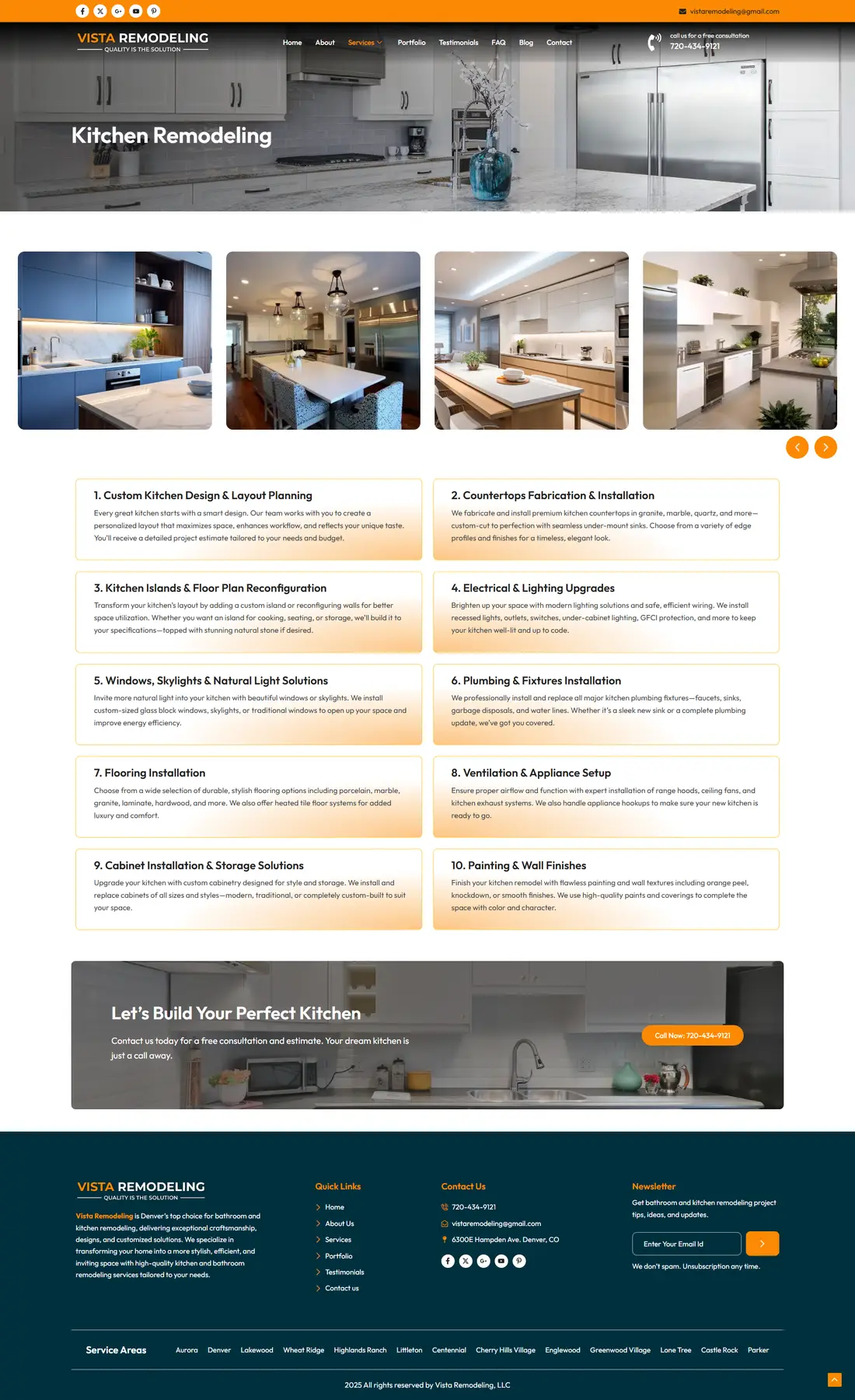 Vista Remodeling — Kitchen remodeling page design