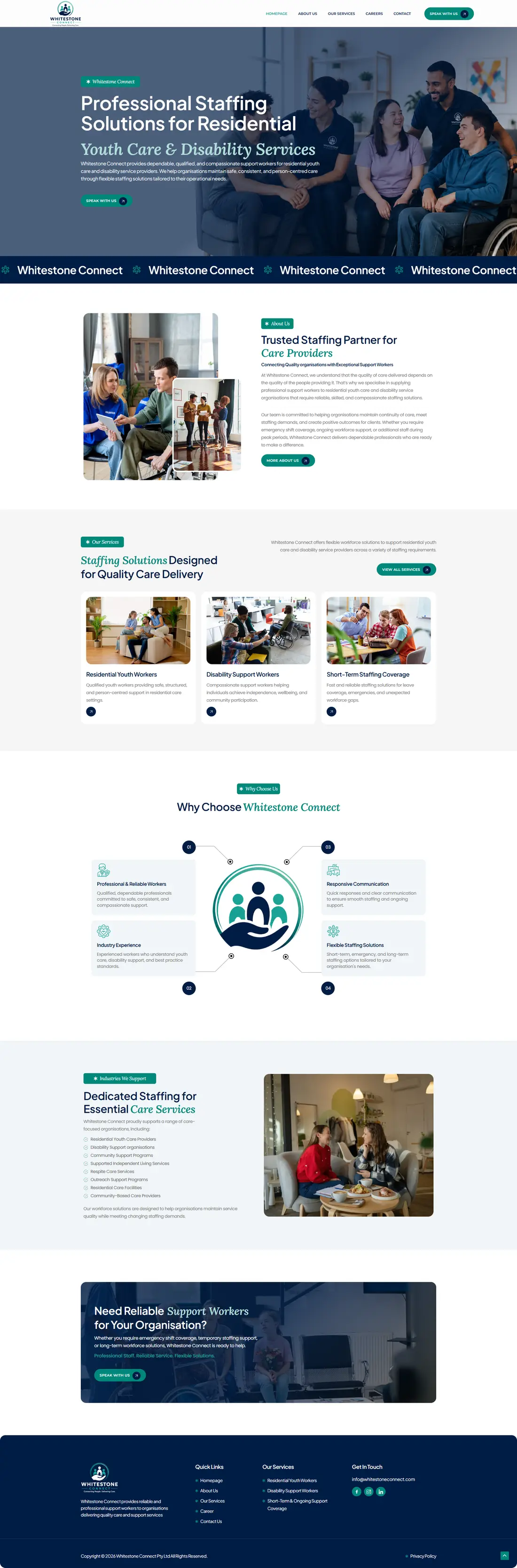 Whitestone Connect — Homepage page design