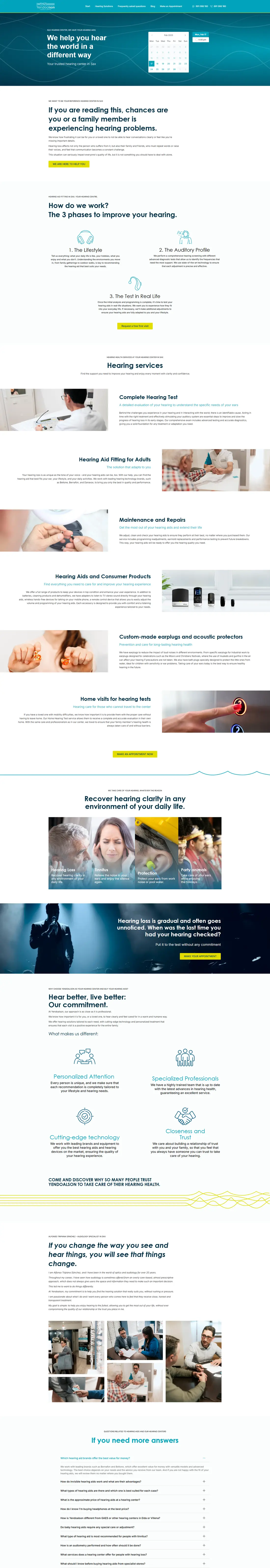 Yendo Alson Hearing Centers — Homepage page design
